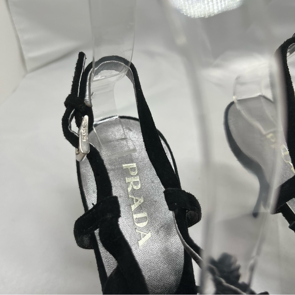 NWOT Prada Black suede fringe kitten heel size 7.5 - Picture 7 of 12